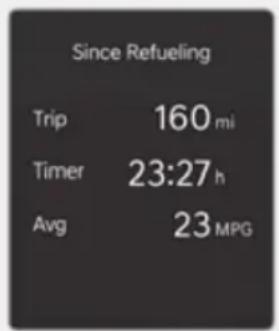 Since Refueling Trip 160 mi Timer 23:27 h Avg 23 MPG