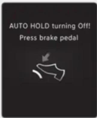 AUTO HOLD turning Off! Press brake pedal