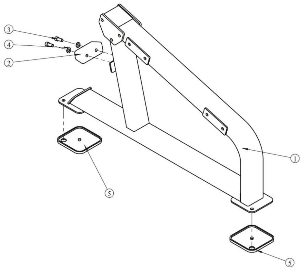Technical diagram of a mechanical assembly with numbered components and labeled parts