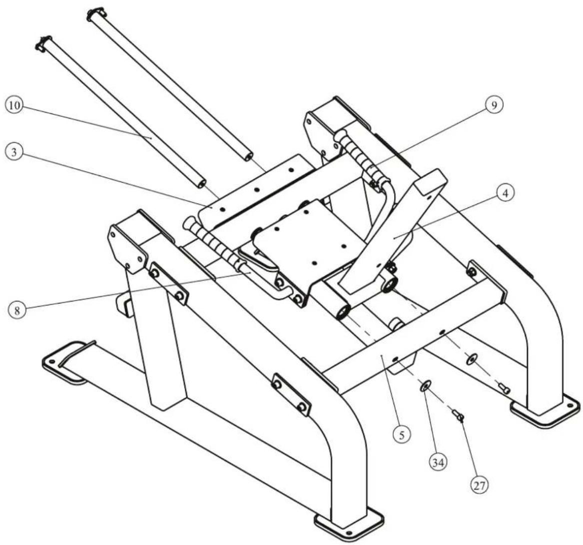Technical diagram of a mechanical device with numbered components for identification