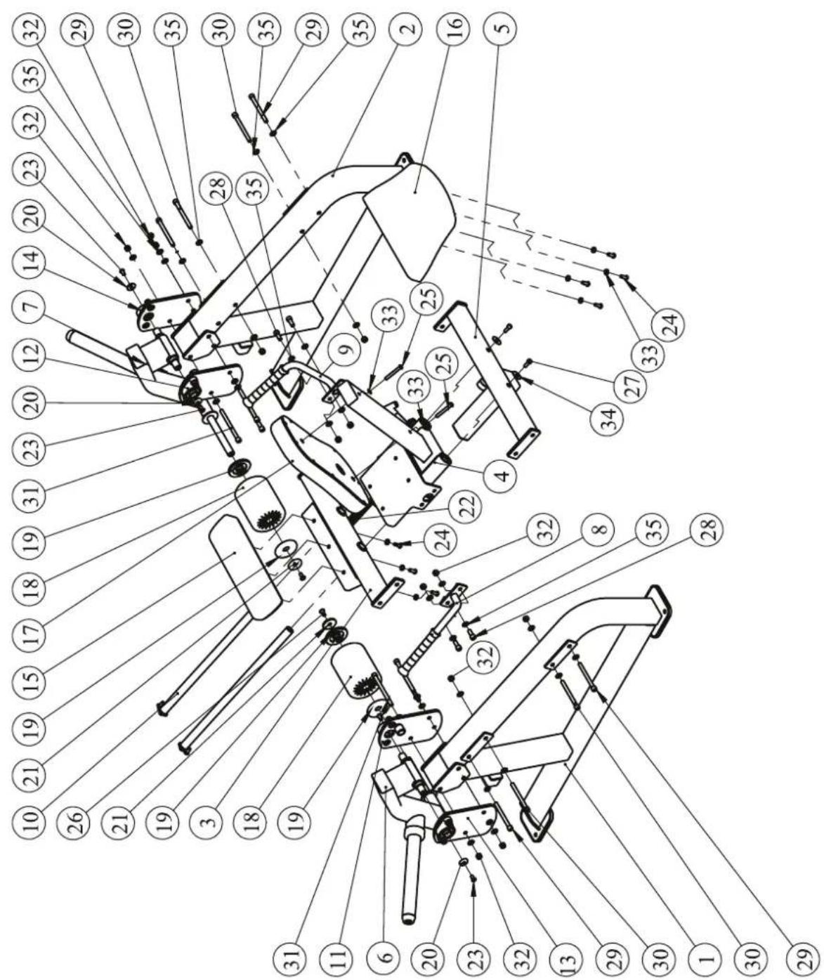 Technical diagram of a mechanical assembly with numbered components for identification