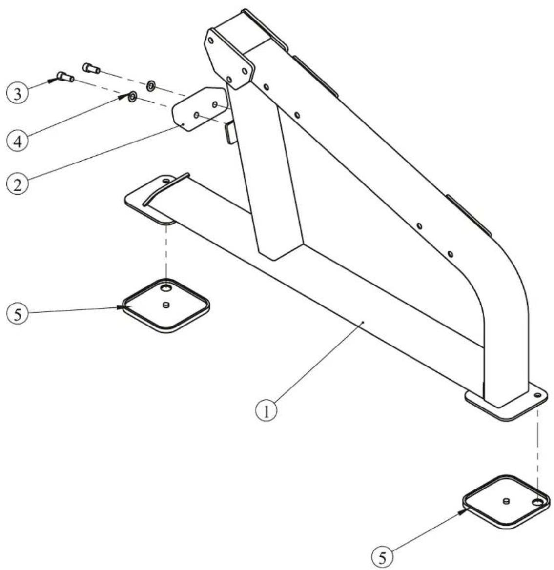 Technical diagram of a mechanical device with numbered components and assembly lines