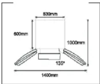 830mm 600mm 1000mm 135" 1400mm