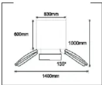 830mm 600mm 1000mm 135" 1400mm