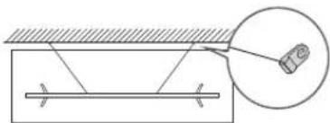 Technical diagram showing a mechanical assembly with a magnified inset labeled '1/2' pointing to a component.