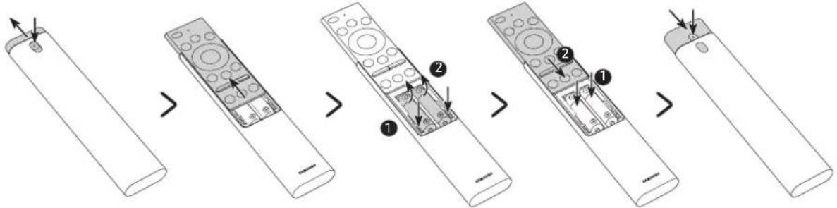 SAMSUNG QE85Q80TAT - Vendosja e baterive në Telekomanda inteligjente "Samsung" - 1