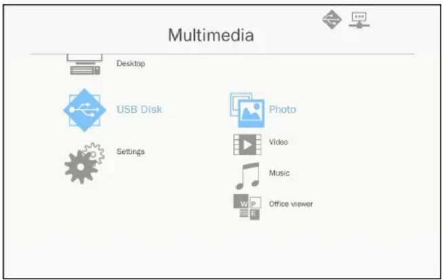 Multimedia Desktop USB Disk Settings Photo Video Music Office viewer