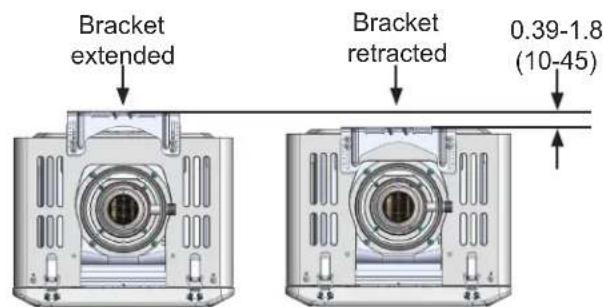Bracket extended Bracket retracted 0.39-1.8 (10-45)