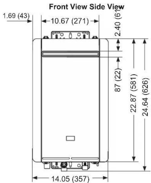 Front View Side View 1.69 (43) 10.67 (271) 2.40 (61) 87 (22) 22.87 (581) 24.64 (626) 14.05 (357)