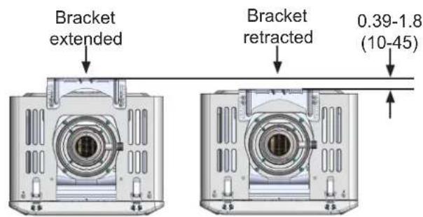 Bracket extended Bracket retracted 0.39-1.8 (10-45)