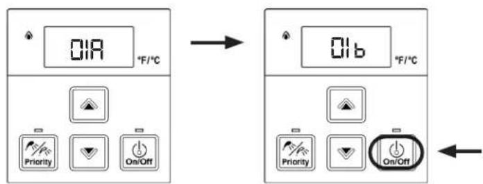 OIA °F/°C Priority On/Off OIB °F/°C Priority On/Off