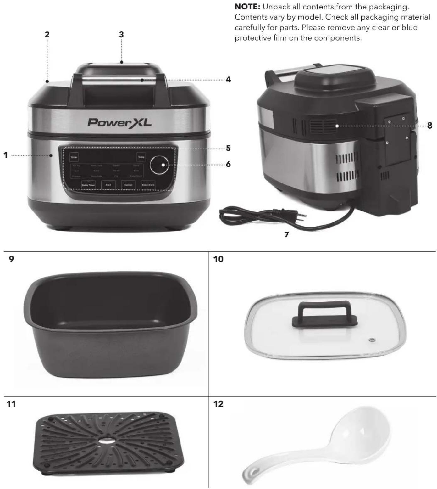 PowerXL Grill Air Fryer Combo 12-in-1 MFC-AF-8 - Parts & Accessories - 1