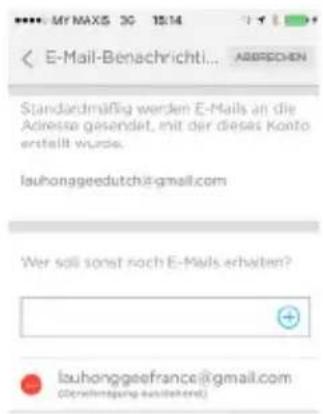 E-Mail-Benachrichti... Standardmäßig werden E-Mails an die Adresse gesendet, mit der dieses Konto erstellt wurde. lauhonggeedutch@gmail.com Wer soll sonst noch E-Mails erhalten? lauhonggeefrance@gmail.com (€00000000000000000)