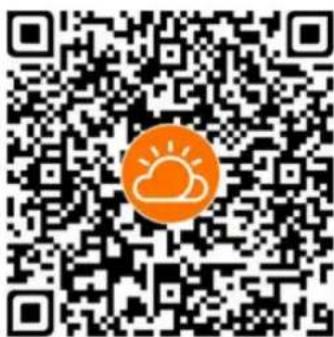 QR code with an orange sun icon in the center, likely linking to a digital service or website.