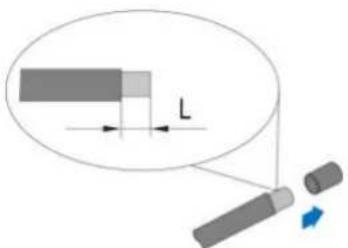 Diagram showing a rectangular object with labeled dimension L and a separate cylindrical component with directional arrows indicating motion or force.