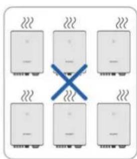 Diagram showing six identical appliances with steam and a blue X symbol indicating crossed-out or crossed-out states.