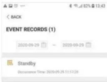 BACK EVENT RECORDS (1) 2020-09-29 - 2020-09-29 Standby Occusance Time: 2020-09-28 12:17:28