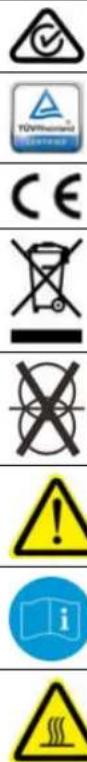 Collection of compliance and warning symbols including check, cross, exclamation, and warning icon