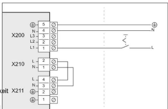 X200 N 4 3 2 1 L3 L2 L1 X210 L 2 1 N L 4 3 2 1 N X211