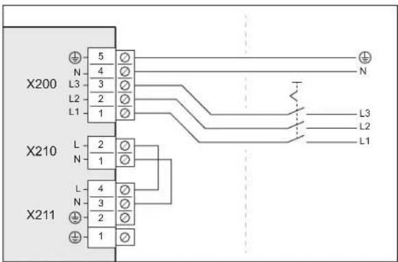 X200 5 N 4 L3 3 L2 2 L1 1 X210 L 2 N 1 L3 L2 L1 X211 4 N 3 L2 2 L1 1