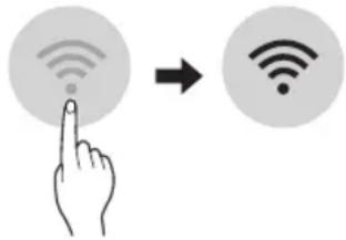 Diagram showing a hand interacting with wireless signals to form a Wi-Fi symbol, indicating wireless signal input or interaction.