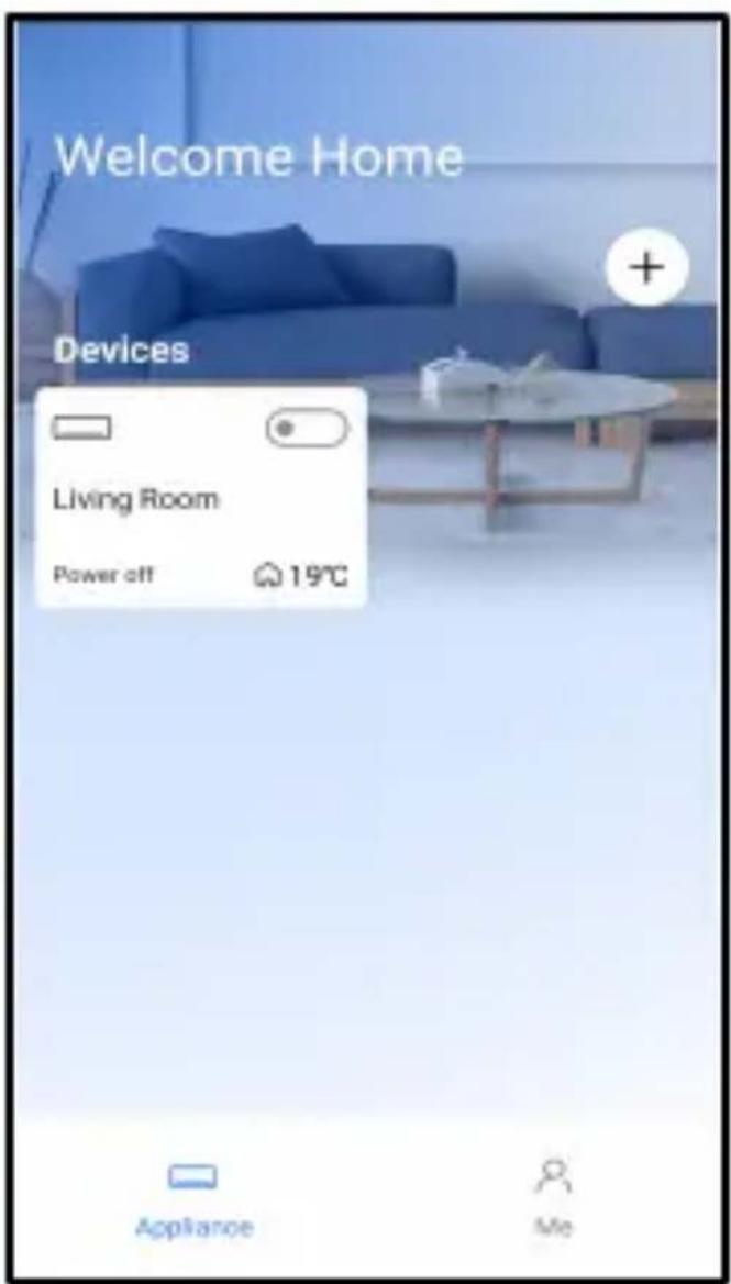 Welcome Home Devices Living Room Power off 19°C Appliance Me
