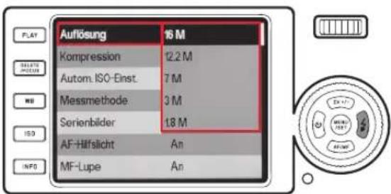 Auflösung 16 M Kompression 12.2 M Autom. ISO-Einst 7 M Messmethode 3 M Serienbilder 18 M AF-Hilfslicht An MF-Lupe An