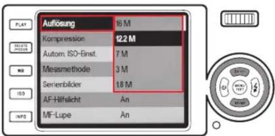Auflösung 16 M Kompression 12.2 M Autom. ISO-Einst. 7 M Messmethode 3 M Serienbilder 18 M AF Hilfslicht An MF-Lupe An