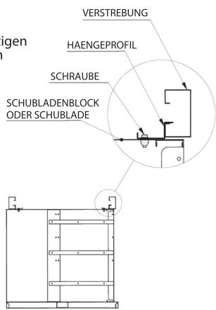 VERSTREBUNG HAENGEPROFIL SCHRAUBE SCHUBLADENBLOCK ODER SCHUBLADE