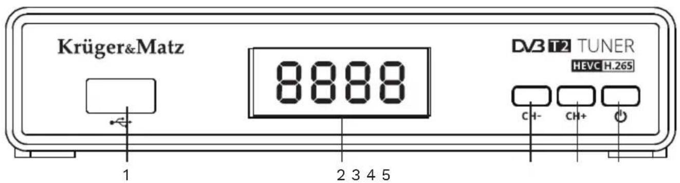 Krüger&Matz 8888 DV3 T2 TUNER HEVC H.265 1 2 3 4 5 CH+- CH+ -