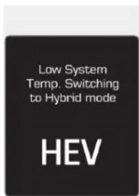 Low System Temp. Switching to Hybrid mode HEV