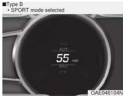 ■Type B • SPORT mode selected 40 50 55 mph 60 CE OAE046104N