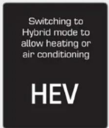 Switching to Hybrid mode to allow heating or air conditioning HEV