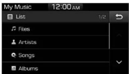 My Music 12:00 AM List 1/2 Files Artists Songs Albums