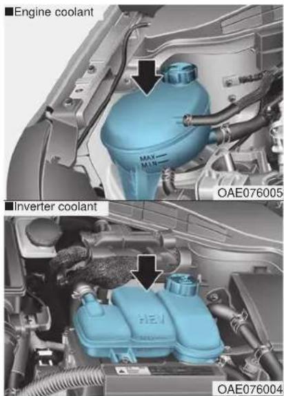 ■Engine coolant MAX MIN OAE076005 ■Inverter coolant OAE076004