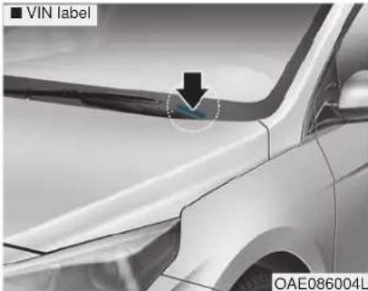 VIN label OAE086004L