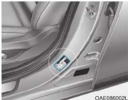 HYUNDAI Ioniq EV (2018) - TIRE SPECIFICATION AND PRESSURE LABEL - 1
