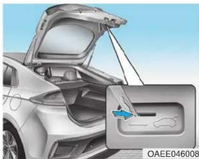 HYUNDAI Ioniq EV (2018) - Emergency liftgate safety release - 1