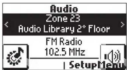 Audio Zone 23 < Audio Library 2° Floor > FM Radio 102.5 MHz SetupMenu