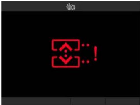 Mobile phone status bar with red icon and text '!'