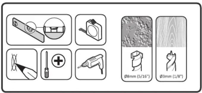 Diagram showing various types of tools and measurements with labels including scale and angle specifications