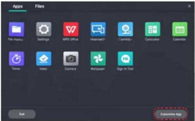 Apps Files File Manager Settings WPS Office Histogram CamAdj+ Colourator Cemeter Timer Vater Camera Wallpaper Sign In Text Felt Customize App