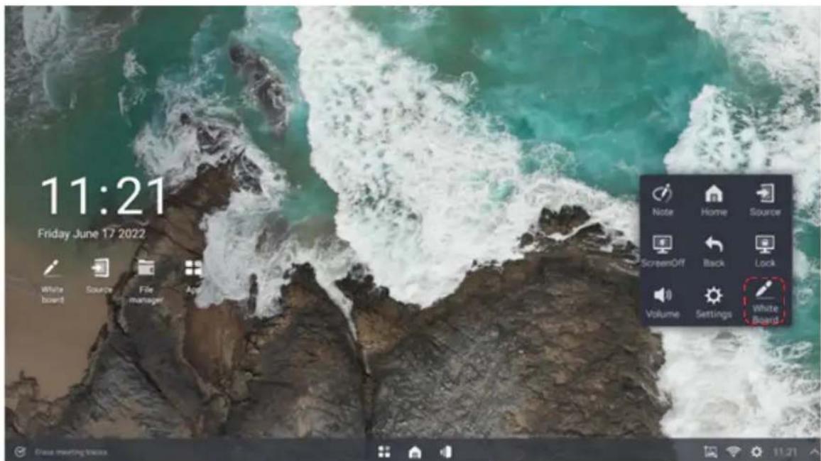 11:21 Friday June 17 2022 White board Source File manager App Close meeting tracks Note Home Source ScreenOff Back Lock Volume Settings White Board