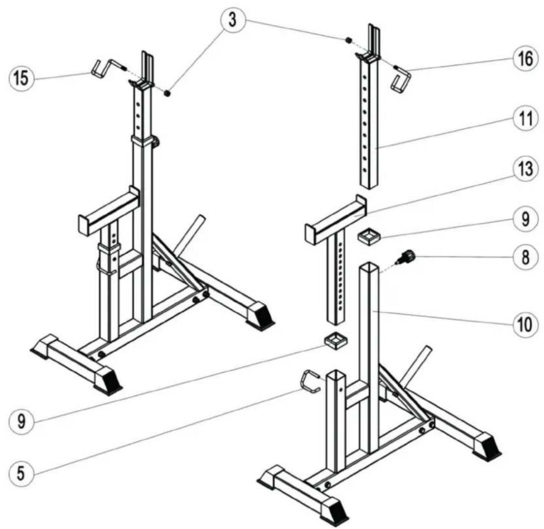 Technical diagram of a mechanical lifting apparatus with numbered components for identification