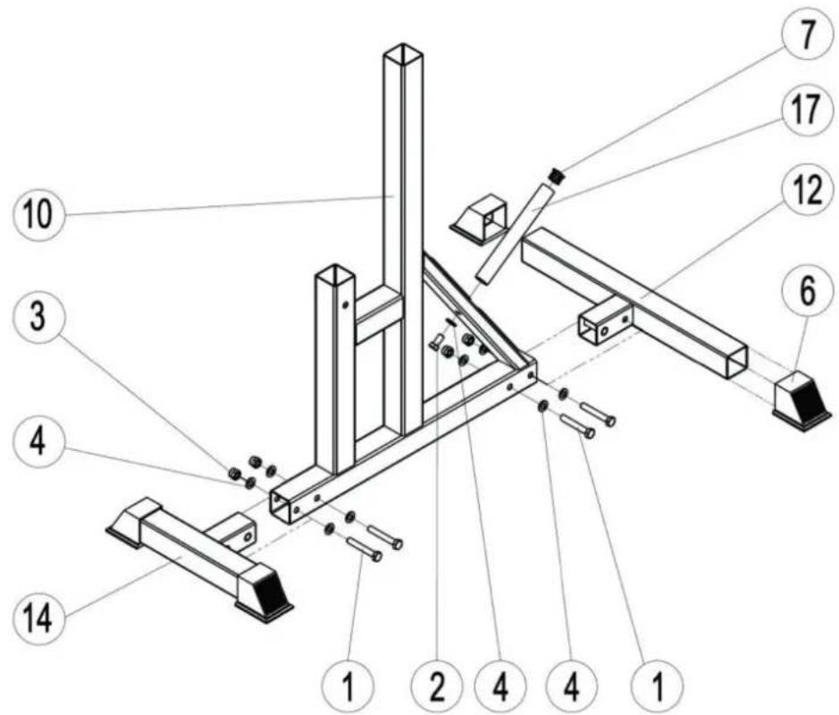 Technical diagram of a mechanical assembly with numbered components for identification