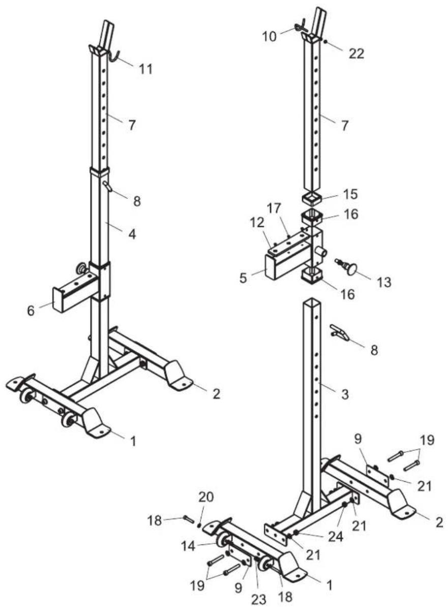 TAURUS Langhantelablage X2 Pro - Explosionszeichnung - 1