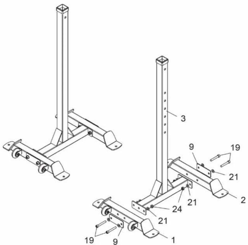 TAURUS Langhantelablage X2 Pro - Step 1: Montage der Standfüße und Seitenrahmen - 1
