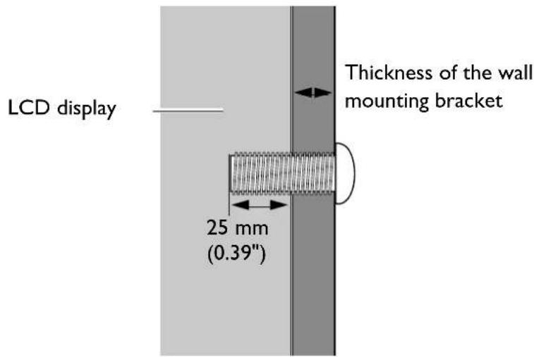 LCD display Thickness of the wall mounting bracket 25 mm (0.39")