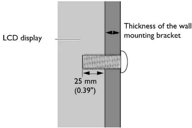 LCD display Thickness of the wall mounting bracket 25 mm (0.39")