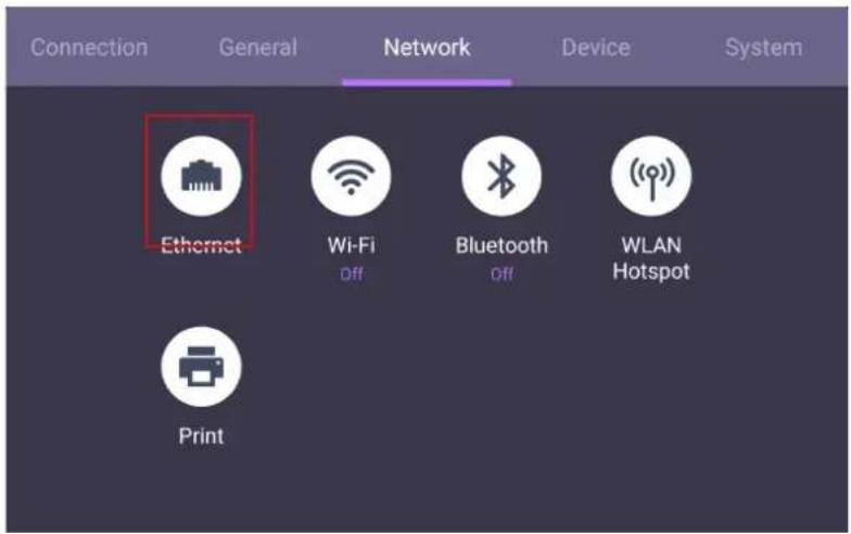Connection General Network Device System Ethernet Wi-Fi Bluetooth WLAN Hotspot Print